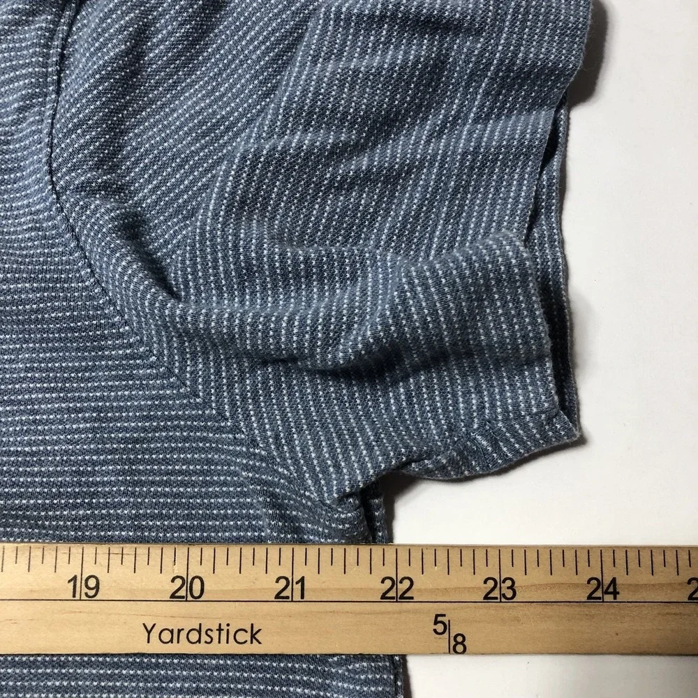Banana Republic Mens L Polo Shirt Blue Heather Stripe Elephant Logo 184663-02